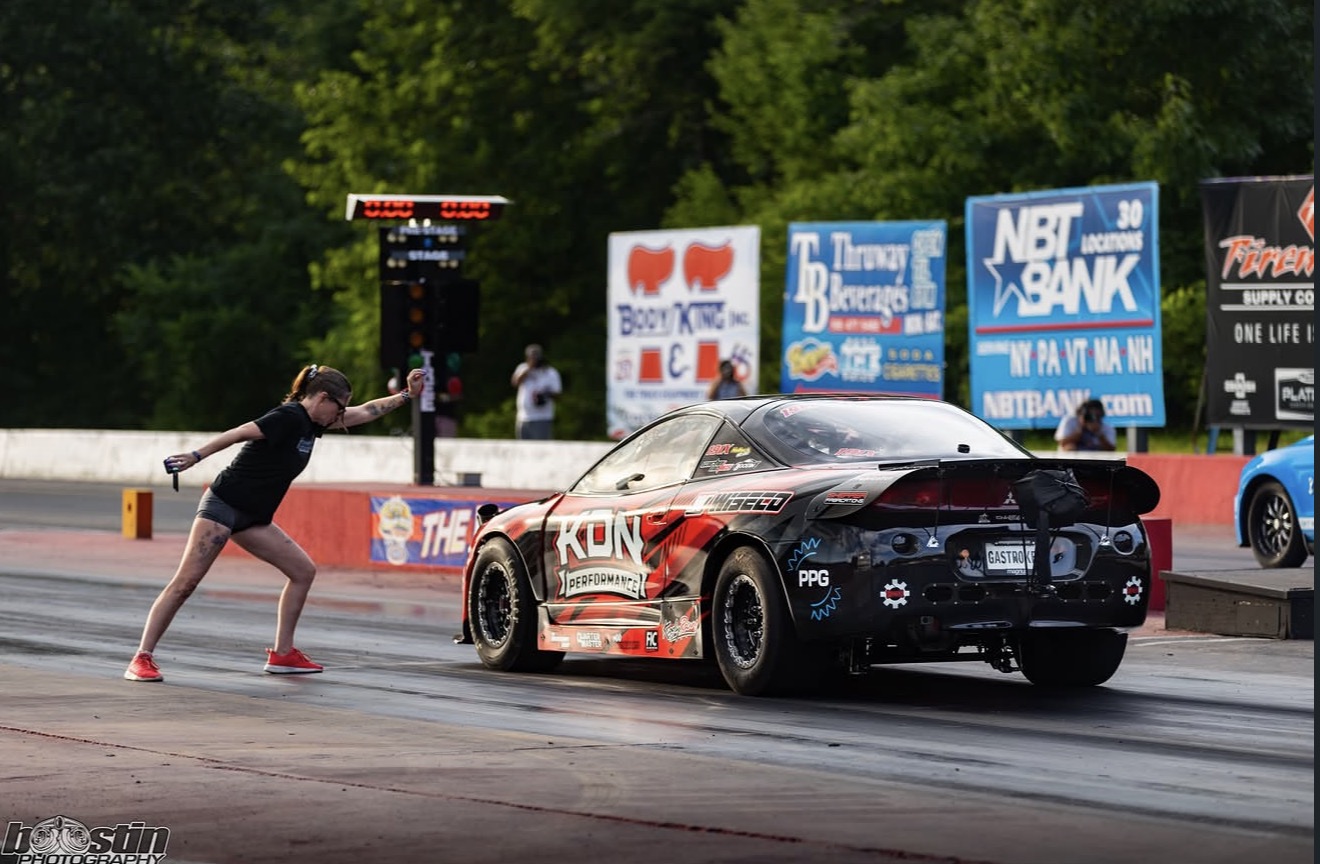 Drag car launching from the starting line at Wild in the Valley